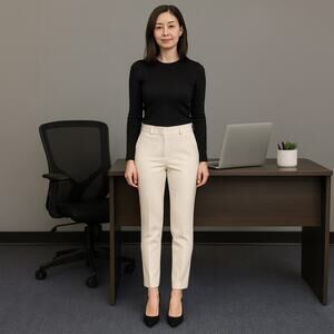 WHBM Trouser NWT Women's Size 2 Elle Slim Trouser Ecru Elle Comfort Stretch